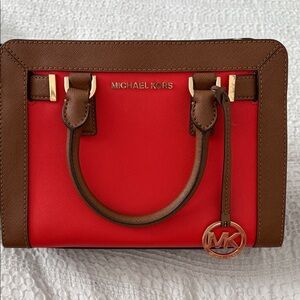 Michael Kors Red and Brown Satchel